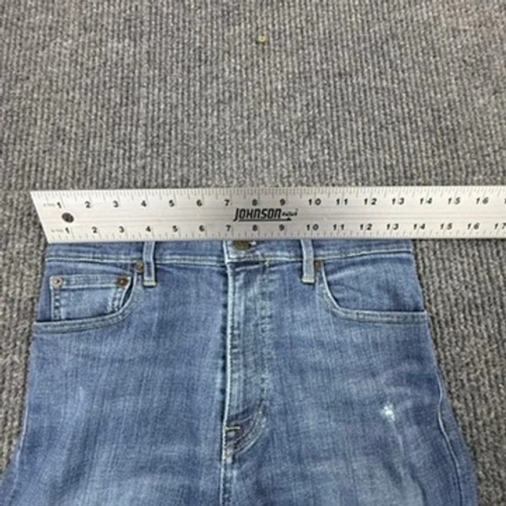 ABLE The High Rise Skinny Jeans Blue Distressed Raw Hem Women Size 26